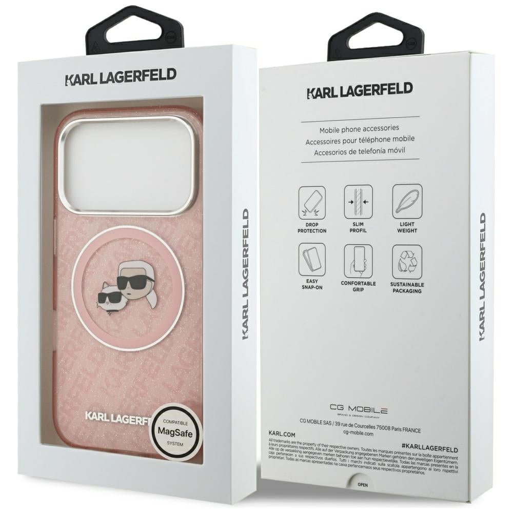 Karl Lagerfeld MagSafe dėklas iPhone 17 Pro – rožinis