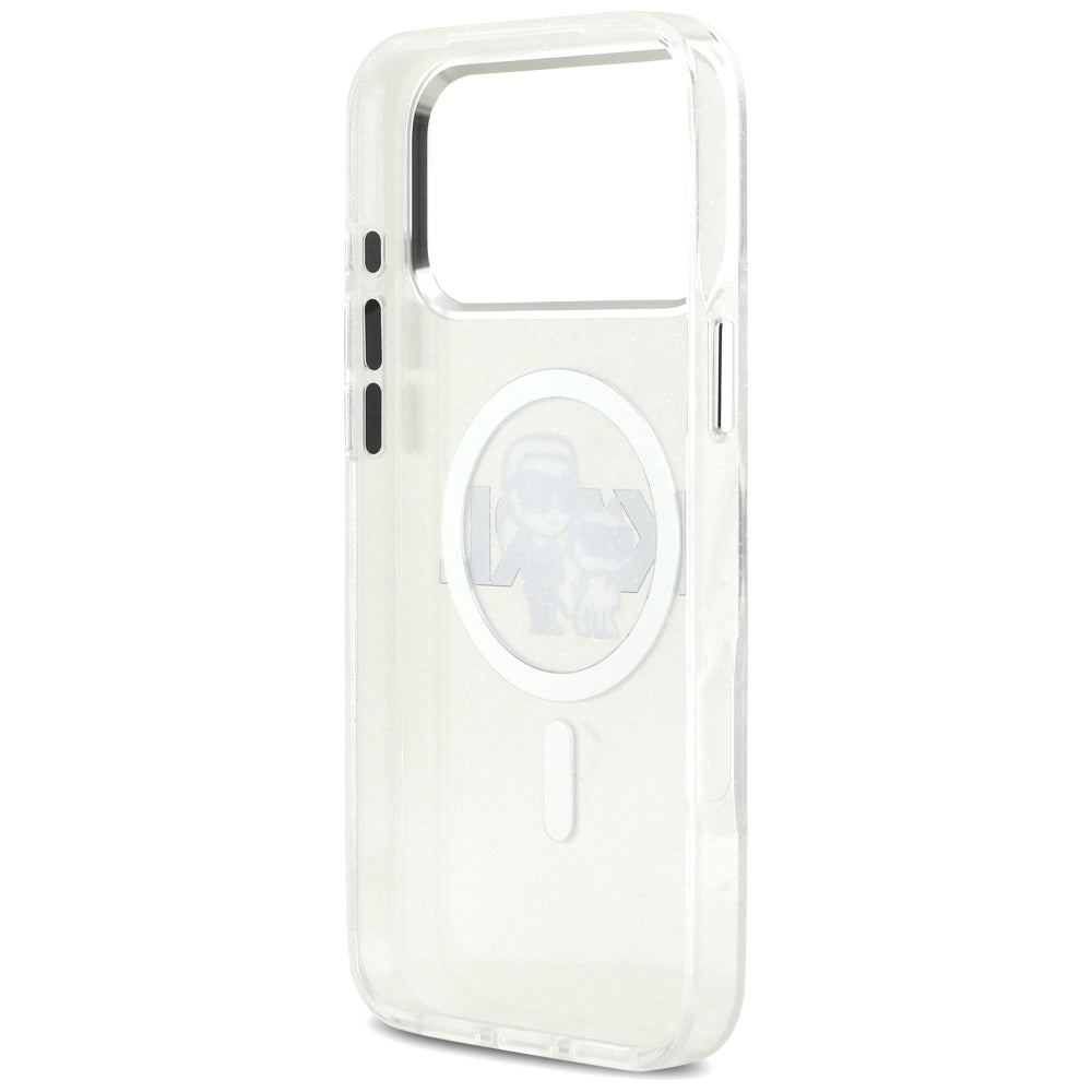 Karl Lagerfeld IML Glitter Karl & Choupette Sketch Logo MagSafe Dėklas skirtas iPhone 17 Pro Max - Skaidrus -- iPhone 17...