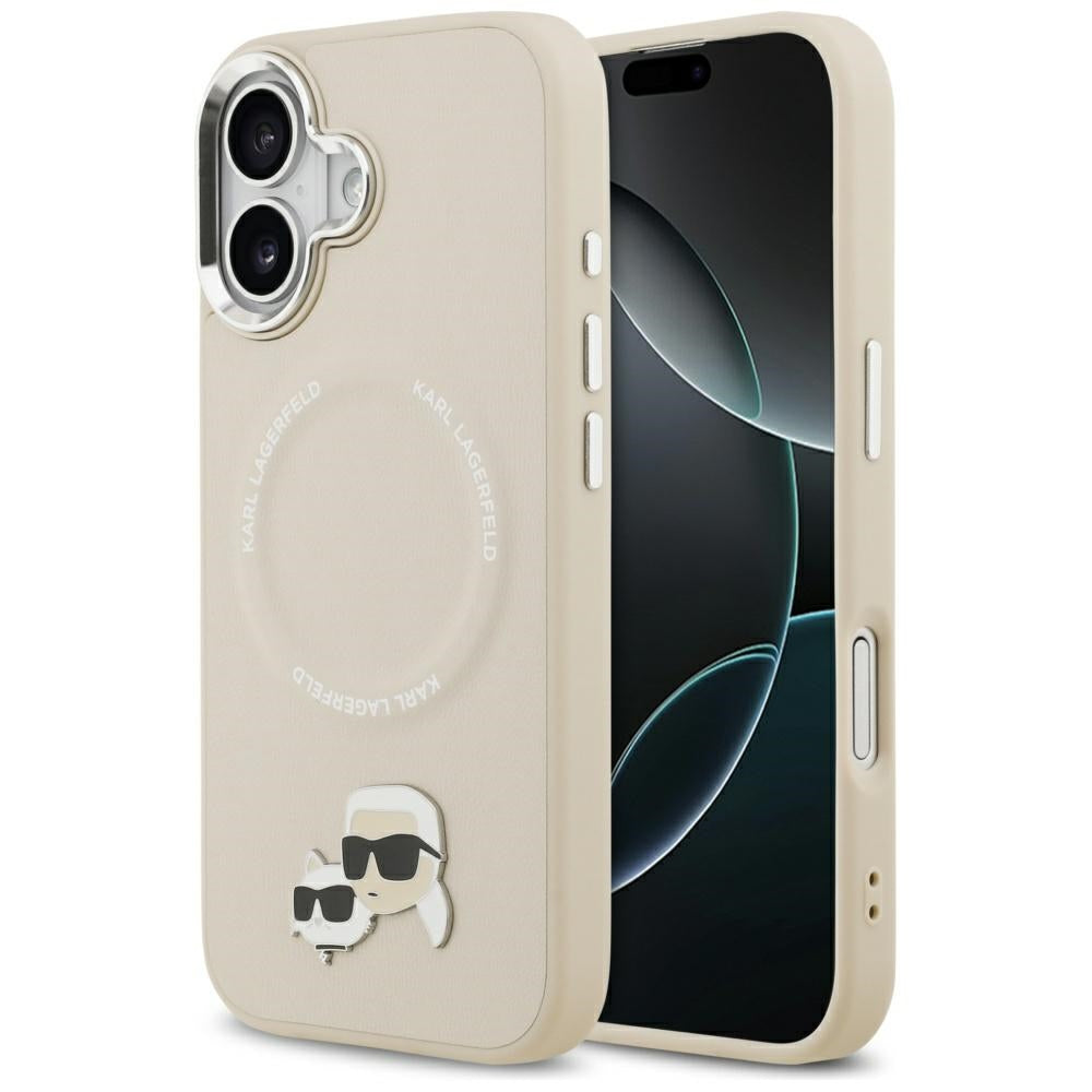 Dėklas Karl Lagerfeld Karl & Choupette Pins MagSafe, skirtas iPhone 17 - Smėlio spalvos -- iPhone 17