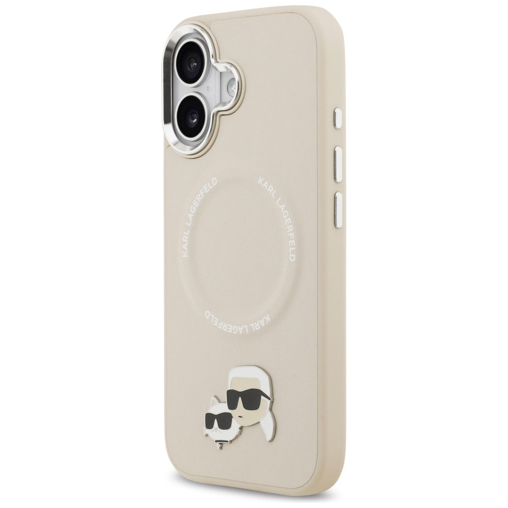 Dėklas Karl Lagerfeld Karl & Choupette Pins MagSafe, skirtas iPhone 17 - Smėlio spalvos -- iPhone 17