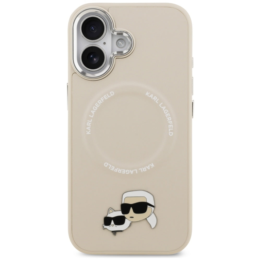 Dėklas Karl Lagerfeld Karl & Choupette Pins MagSafe, skirtas iPhone 17 - Smėlio spalvos -- iPhone 17
