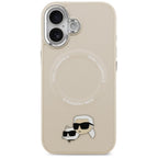 Dėklas Karl Lagerfeld Karl & Choupette Pins MagSafe, skirtas iPhone 17 - Smėlio spalvos -- iPhone 17