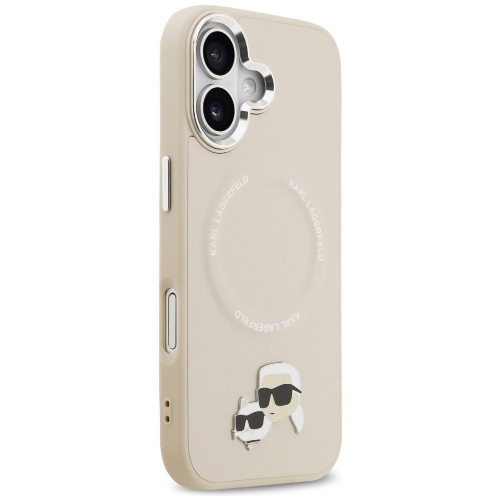 Dėklas Karl Lagerfeld Karl & Choupette Pins MagSafe, skirtas iPhone 17 - Smėlio spalvos -- iPhone 17