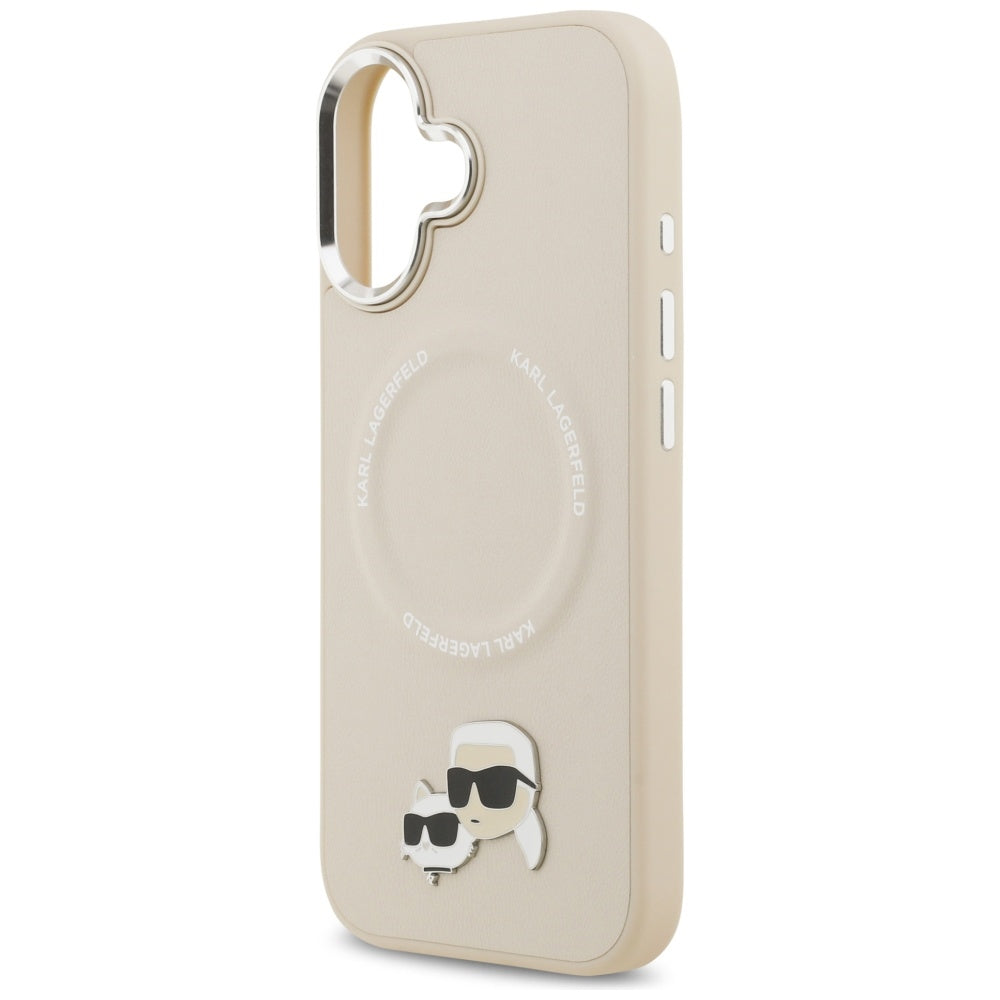 Dėklas Karl Lagerfeld Karl & Choupette Pins MagSafe, skirtas iPhone 17 - Smėlio spalvos -- iPhone 17