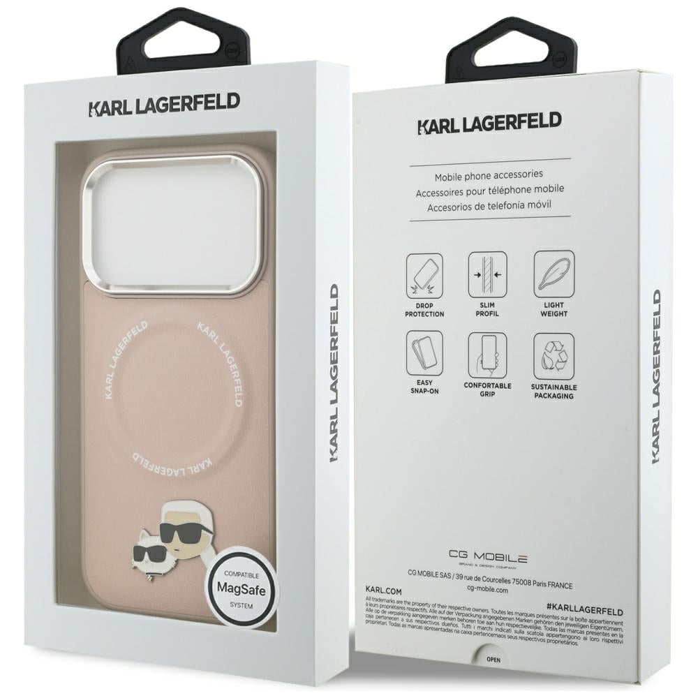 Karl Lagerfeld MagSafe dėklas iPhone 17 Pro – rožinis