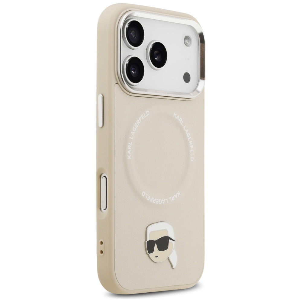 Karl Lagerfeld MagSafe dėklas iPhone 17 Pro – smėlio
