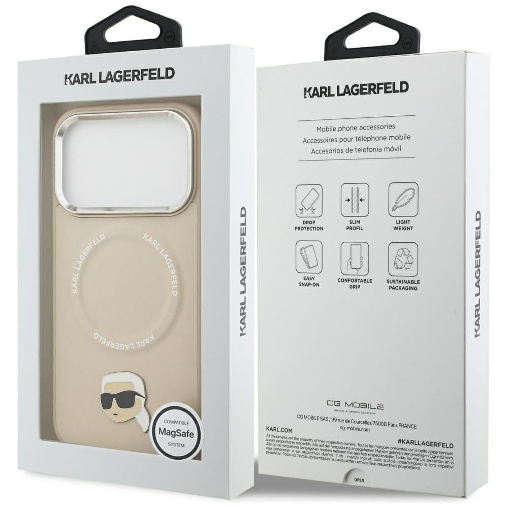 Karl Lagerfeld MagSafe dėklas iPhone 17 Pro – smėlio