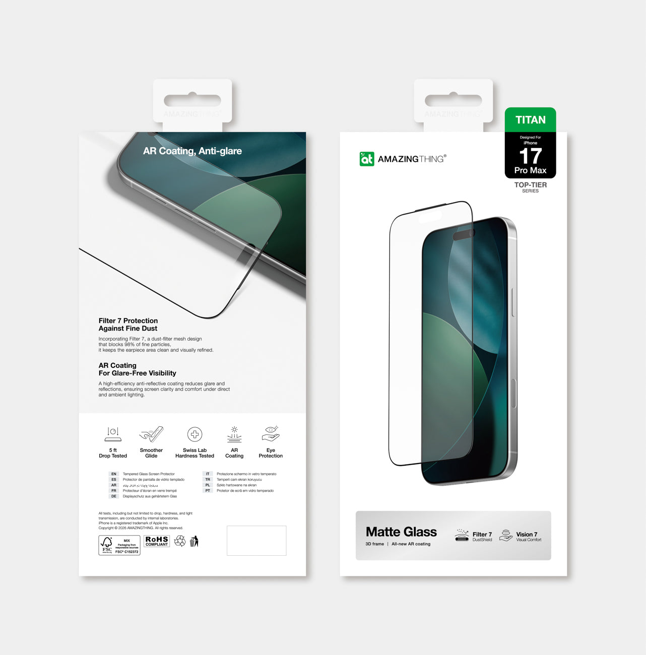 AmazingThing Titan Vision 7 matinis stiklas iPhone 17 Pro Max