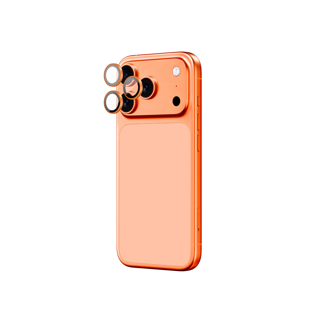 AmazingThing Objektyvo stiklas, skirtas iPhone 17 Pro / Pro Max – su oranžiniu rėmeliu -- Cell phone tempered glass