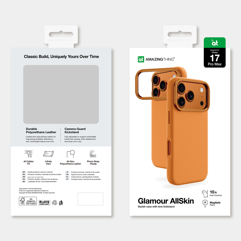 AmazingThing Glamour dėklas iPhone 17 Pro – oranžinis