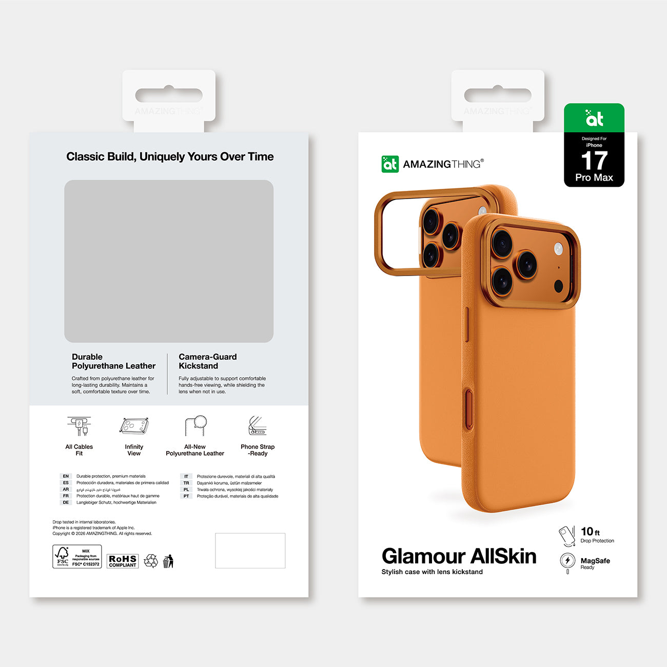 AmazingThing Glamour dėklas iPhone 17 Pro – oranžinis