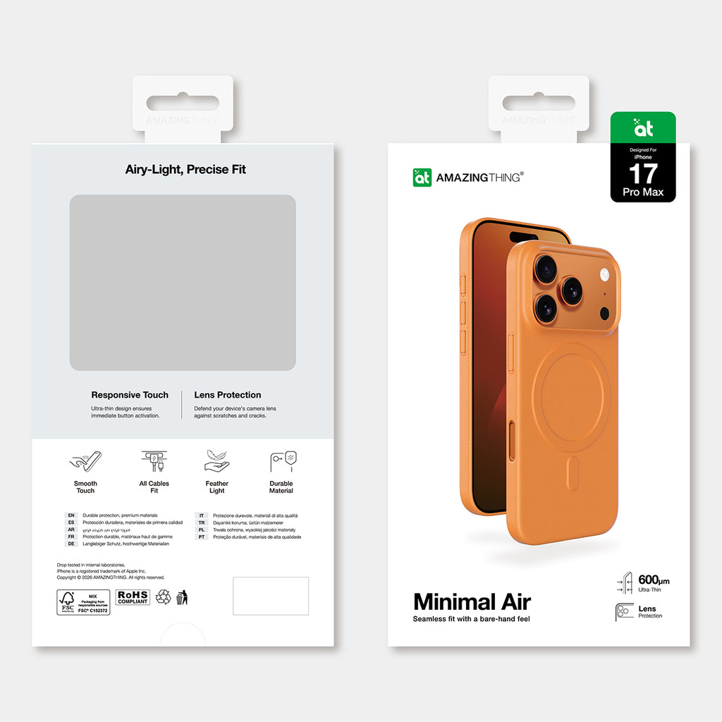 AmazingThing Minimal Air Case dėklas iPhone 17 Pro Max, suderinamas su MagSafe - oranžinė -- iPhone 17 Pro Max