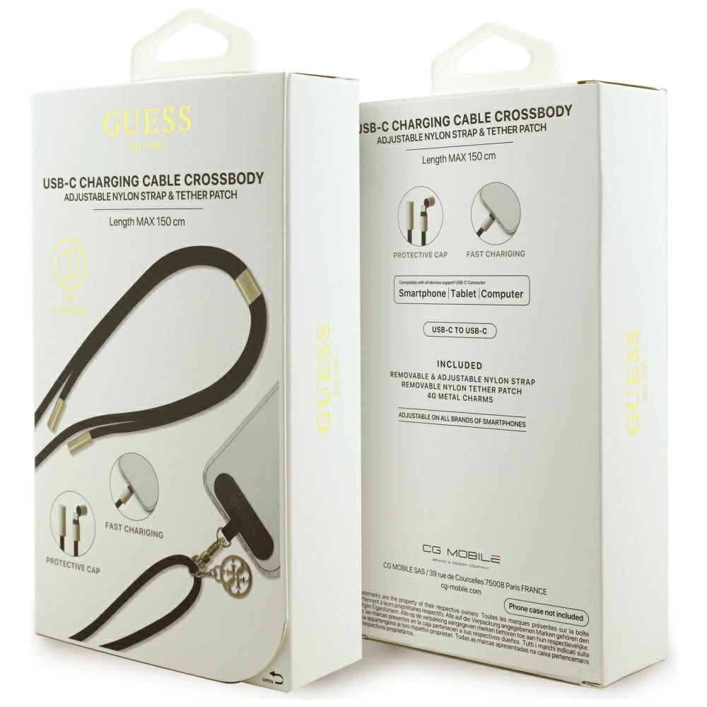 Guess Laidas CBDY 4G Charm USB-C / USB-C 150 cm - juodas
