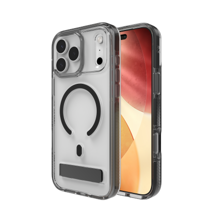 ZAGG Santa Cruz Snap MagSafe dėklas su stovu iPhone 17 Pro Max – skaidrus/juodas Pirmasis paveikslėlis
