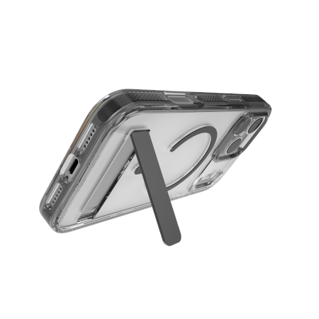 ZAGG Santa Cruz Snap MagSafe dėklas su stovu iPhone 17 Pro Max – skaidrus/juodas Antrasis paveikslėlis