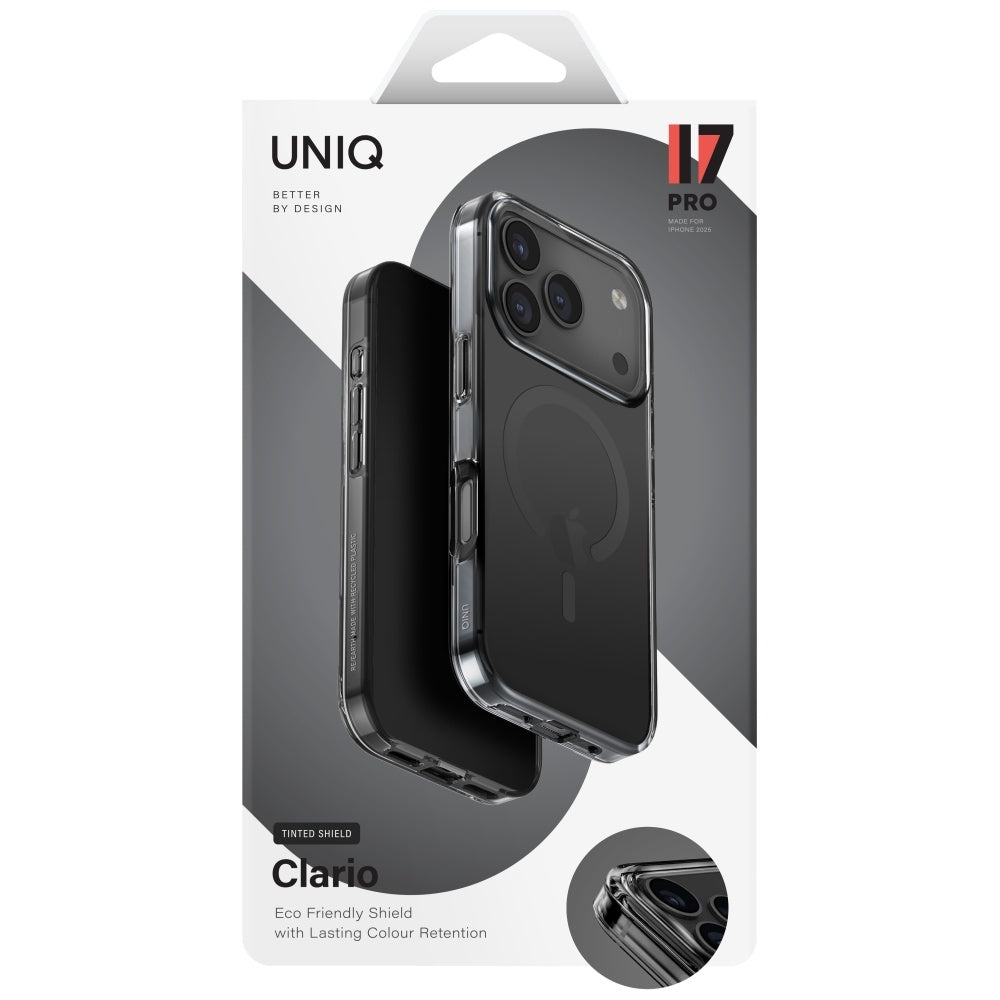 Uniq Clario MagClick dėklas iPhone 17 Pro – juodas