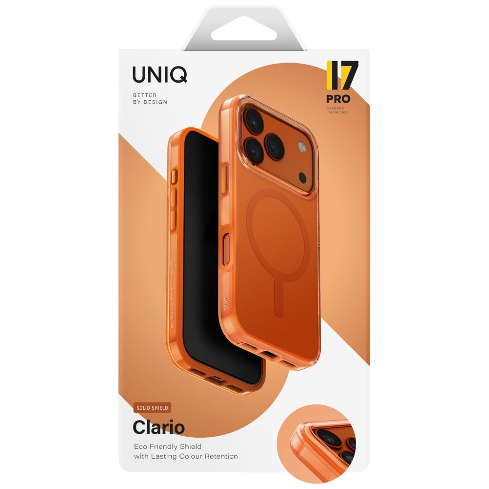Uniq Clario MagClick MagSafe dėklas iPhone 17 Pro – oranžinis