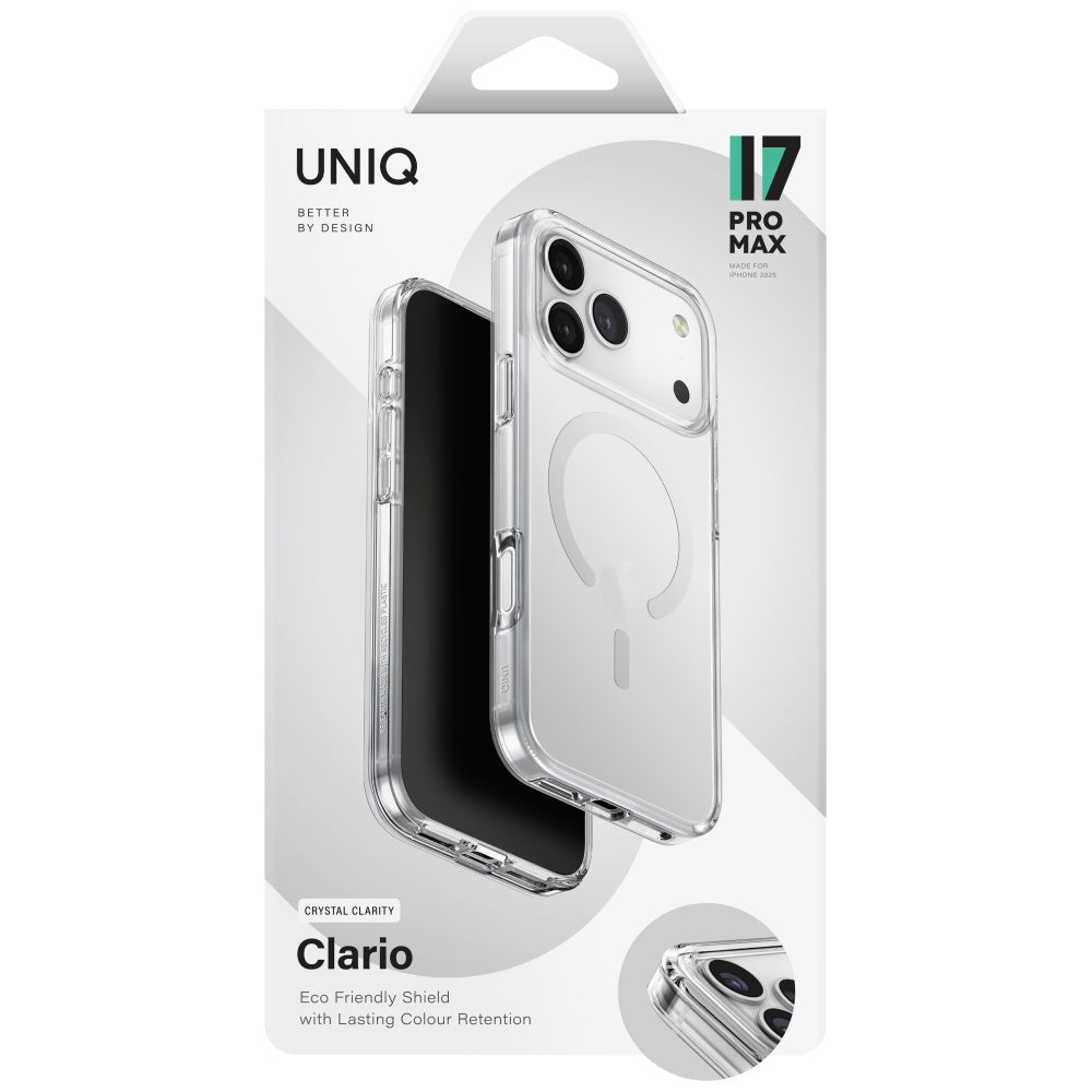 Uniq Clario Magclick įkrovimo dėklas, skirtas iPhone 17 Pro Max - Transparent