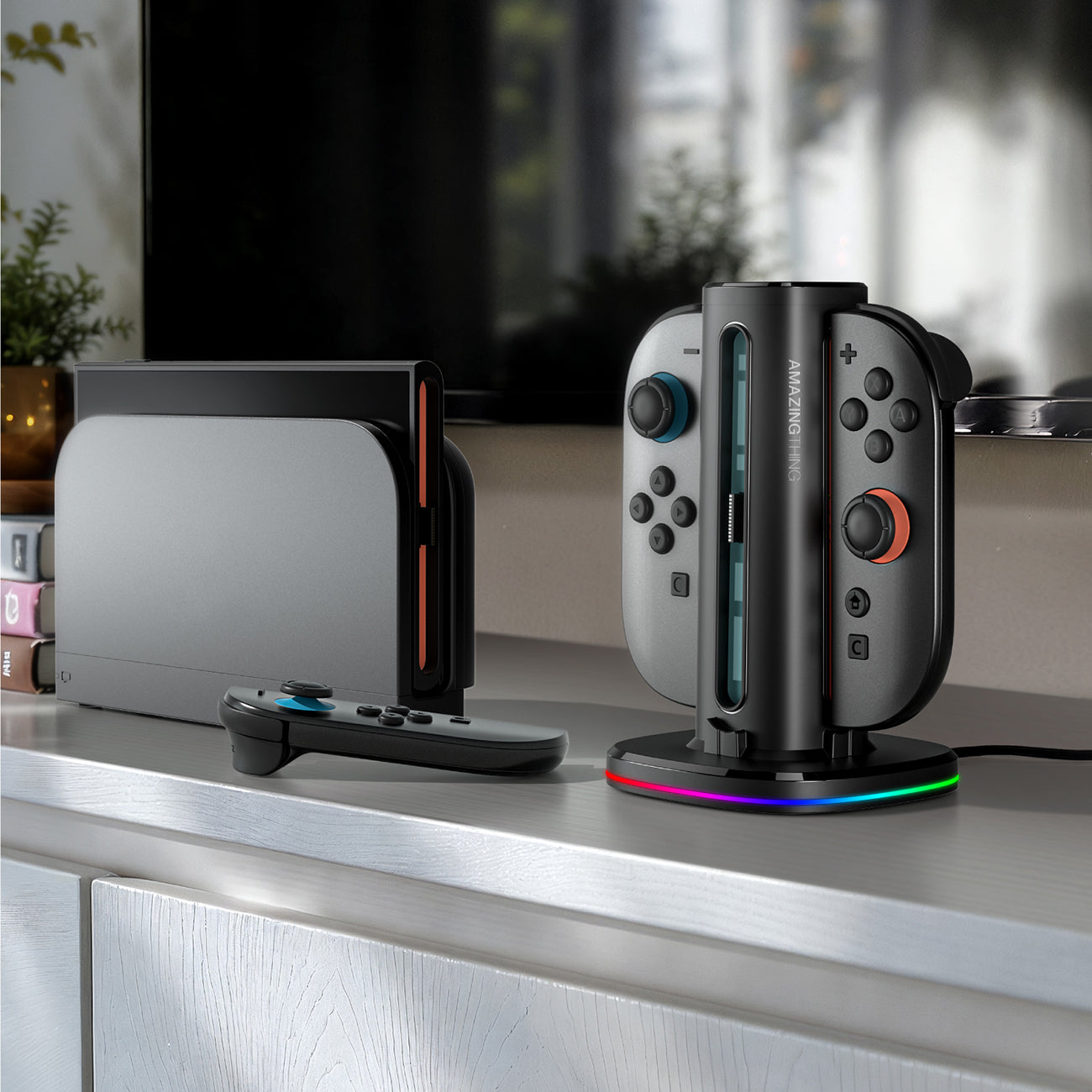 AmazingThing Thunder Pro PlayDock įkroviklis Nintendo Switch 2 valdikliams - juodas