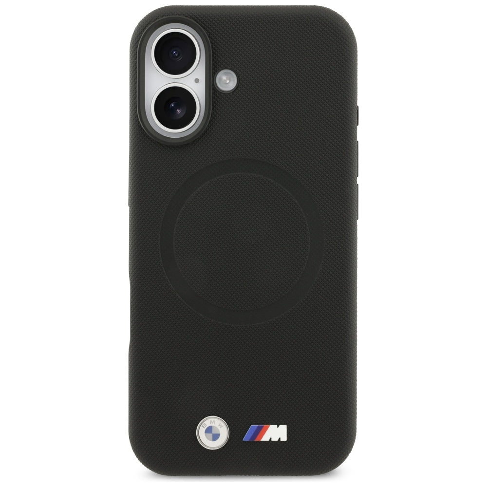 BMW M FW Metal Logo MagSafe dėklas iPhone 17 – juodas