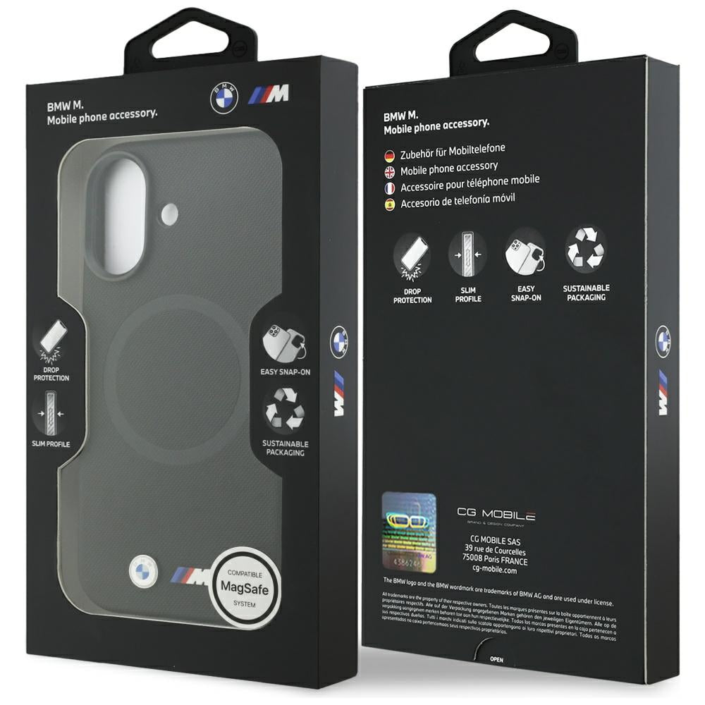 BMW M FW Metal Logo MagSafe dėklas iPhone 17 – juodas