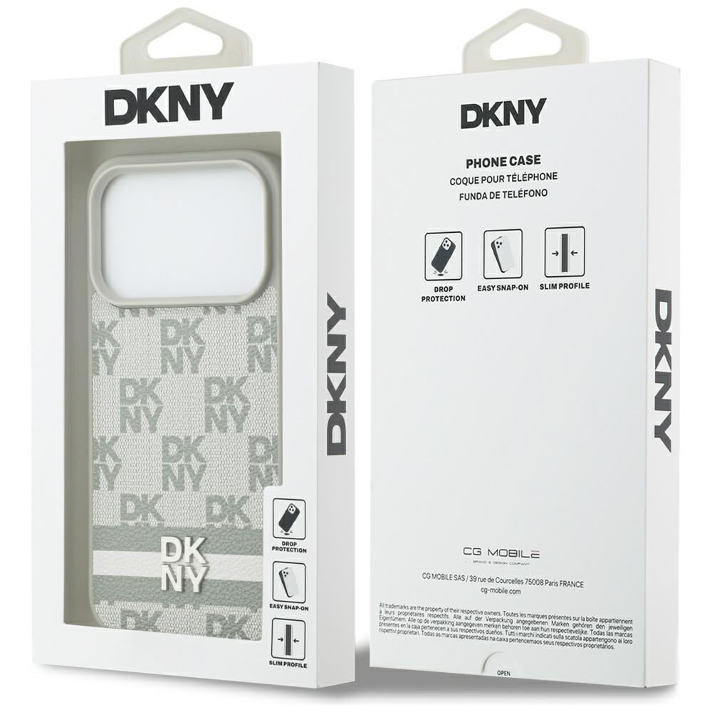 DKNY Checkered with Printed Stripes iPhone 17 Pro Case - Smėlio spalva -- iPhone 17 Pro