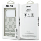 DKNY Checkered with Printed Stripes iPhone 17 Pro Case - Smėlio spalva -- iPhone 17 Pro