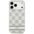 DKNY Checkered with Printed Stripes dėklas skirtas iPhone 17 Pro Max - smėlinė -- iPhone 17 Pro Max