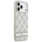 DKNY Checkered with Printed Stripes dėklas skirtas iPhone 17 Pro Max - smėlinė -- iPhone 17 Pro Max