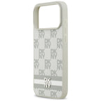 DKNY Checkered with Printed Stripes dėklas skirtas iPhone 17 Pro Max - smėlinė -- iPhone 17 Pro Max