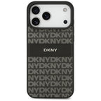 DKNY dėklas iPhone 17 Pro Max su kartotiniu tekstūros raštu ir tonaliniu brūkšniu - juoda -- iPhone 17 Pro Max