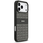 DKNY dėklas iPhone 17 Pro Max su kartotiniu tekstūros raštu ir tonaliniu brūkšniu - juoda -- iPhone 17 Pro Max