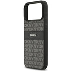 DKNY dėklas iPhone 17 Pro Max su kartotiniu tekstūros raštu ir tonaliniu brūkšniu - juoda -- iPhone 17 Pro Max