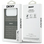 DKNY dėklas iPhone 17 Pro Max su kartotiniu tekstūros raštu ir tonaliniu brūkšniu - juoda -- iPhone 17 Pro Max