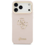 Guess Grained Big 4G & Stand Camera dėklas iPhone 17 Pro Max – Rožinis -- iPhone 17 Pro Max