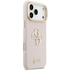 Guess Grained Big 4G & Stand Camera dėklas iPhone 17 Pro Max – Rožinis -- iPhone 17 Pro Max