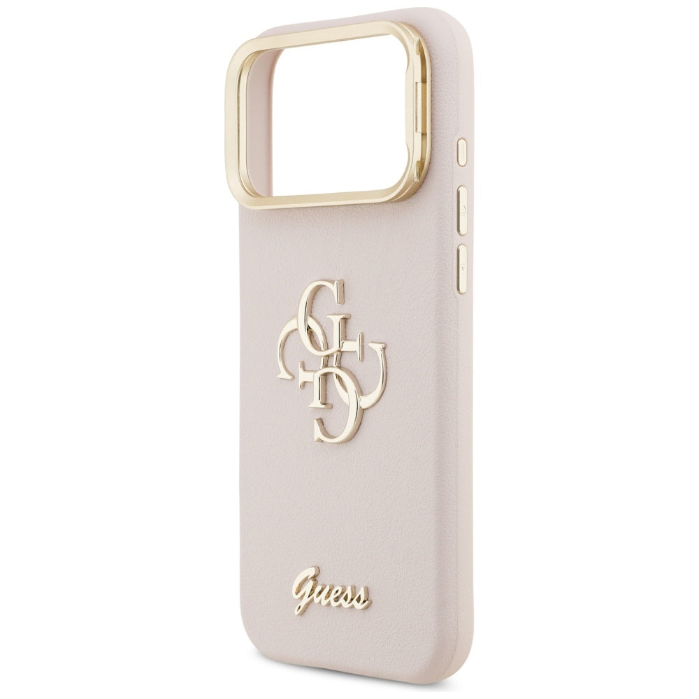 Guess Grained Big 4G & Stand Camera dėklas iPhone 17 Pro Max – Rožinis -- iPhone 17 Pro Max
