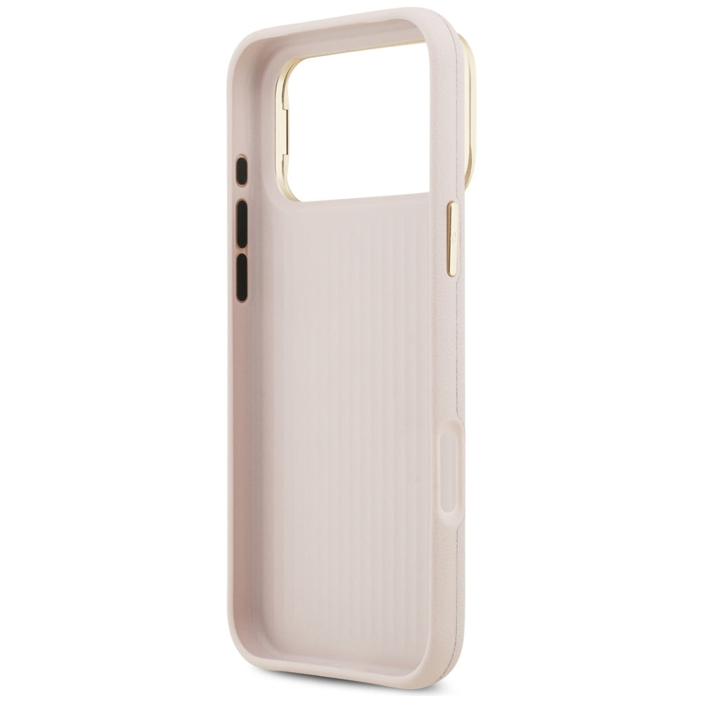Guess Grained Big 4G & Stand Camera dėklas iPhone 17 Pro Max – Rožinis -- iPhone 17 Pro Max