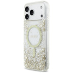 Guess Resin Bottom Glitter MagSafe dėklas iPhone 17 Pro Max - Auksinis -- iPhone 17 Pro Max