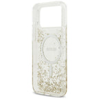 Guess Resin Bottom Glitter MagSafe dėklas iPhone 17 Pro Max - Auksinis -- iPhone 17 Pro Max