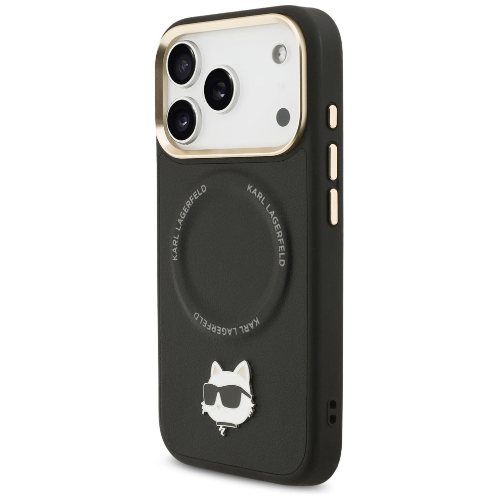 Karl Lagerfeld Big Strap Choupette Metal Logo MagSafe dėklas iPhone 17 Pro Max - Juodas -- iPhone 17 Pro Max
