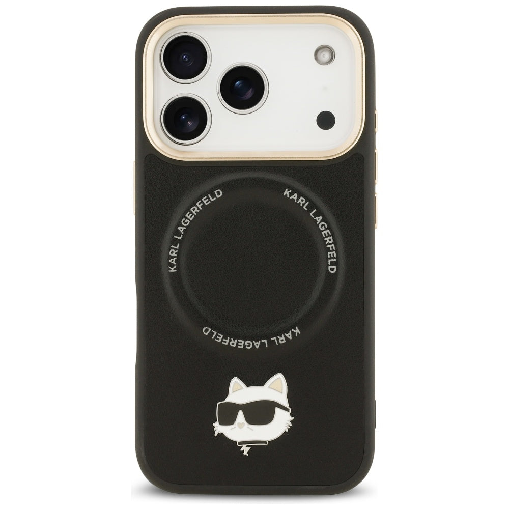 Karl Lagerfeld Big Strap Choupette Metal Logo MagSafe dėklas iPhone 17 Pro Max - Juodas -- iPhone 17 Pro Max