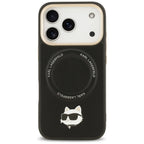 Karl Lagerfeld Big Strap Choupette Metal Logo MagSafe dėklas iPhone 17 Pro Max - Juodas -- iPhone 17 Pro Max