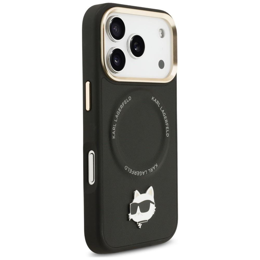 Karl Lagerfeld Big Strap Choupette Metal Logo MagSafe dėklas iPhone 17 Pro Max - Juodas -- iPhone 17 Pro Max