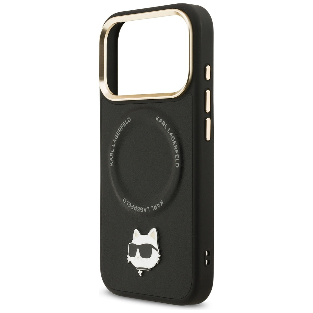 Karl Lagerfeld Big Strap Choupette Metal Logo MagSafe dėklas iPhone 17 Pro Max - Juodas -- iPhone 17 Pro Max