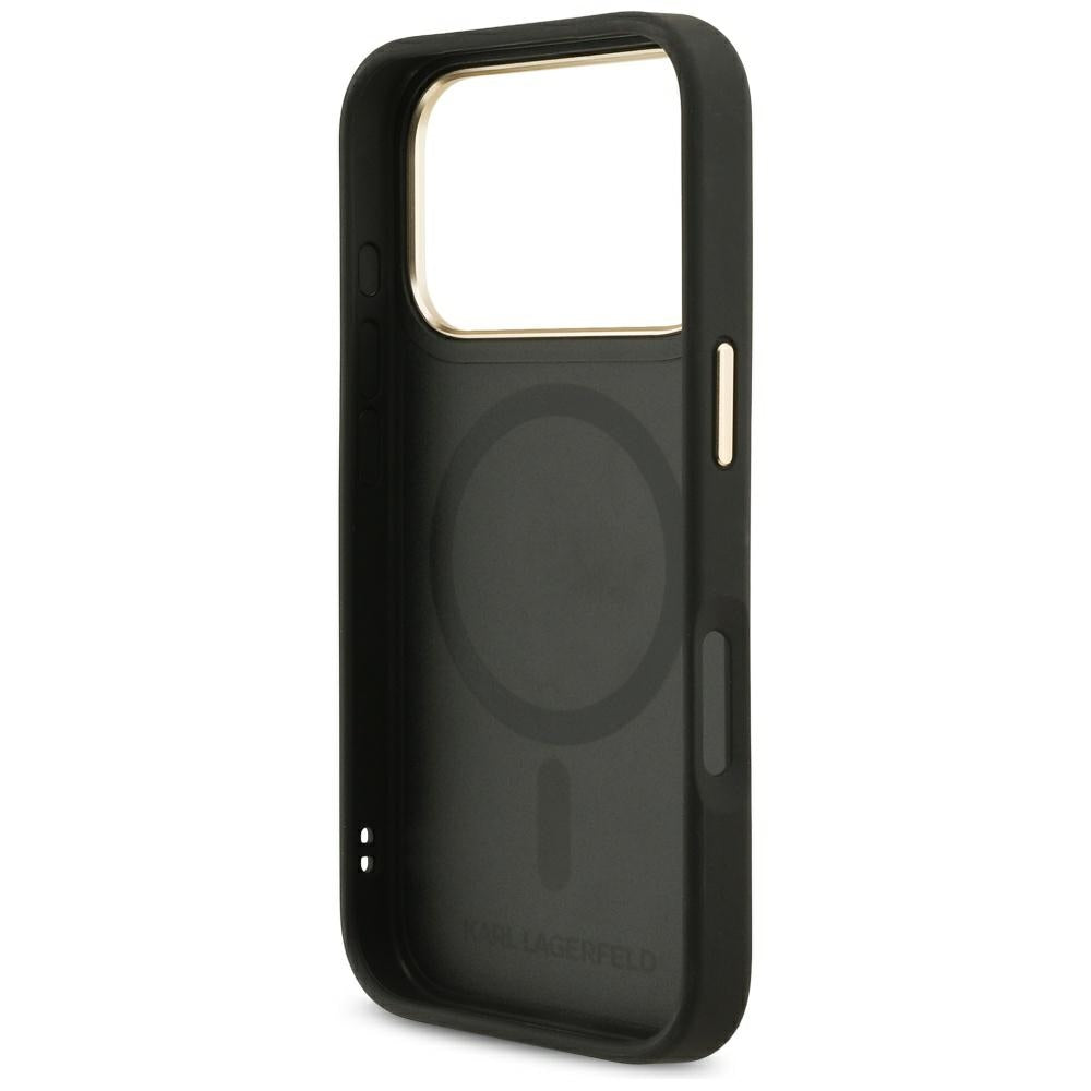 Karl Lagerfeld Big Strap Choupette Metal Logo MagSafe dėklas iPhone 17 Pro Max - Juodas -- iPhone 17 Pro Max