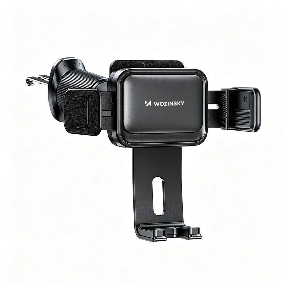 Telefono laikiklis automobiliui Wozinsky WUS-M1 oro grotelėms su 360° spaustuku - juodas -- Cell phone holders