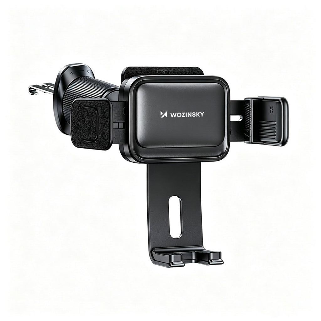 Telefono laikiklis automobiliui Wozinsky WUS-M1 oro grotelėms su 360° spaustuku - juodas -- Cell phone holders