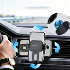 Telefono laikiklis automobiliui Wozinsky WUS-M1 oro grotelėms su 360° spaustuku - juodas -- Cell phone holders