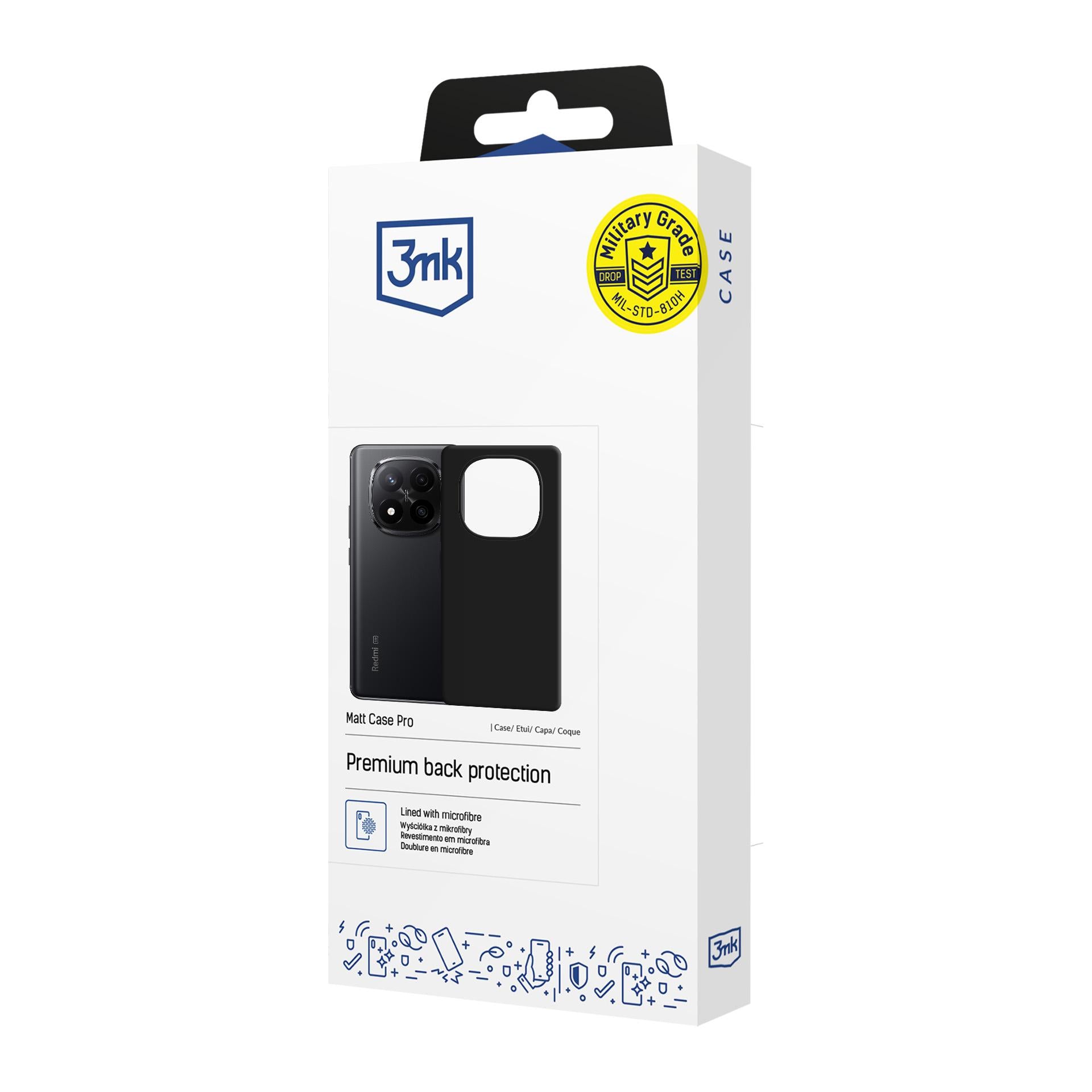 3mk Matt Case Pro, skirtas Xiaomi Redmi Note 15 Pro+ 5G - matinė juoda -- Cell phone cases and covers